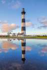 USA-North Carolina-Nags Head Bodie Island Lighthouse reflection in a puddle Art Print